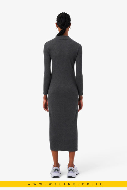 שמלת פולו כותנה ריב Slim Fit לנשים מבית Lacoste