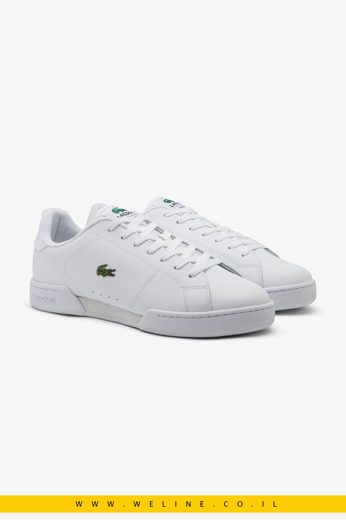 Lacoste Men's Carnaby Cup Leather Sneakers – סניקרס עור לגברים בצבע לבן