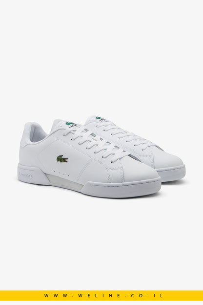 Lacoste Men's Carnaby Cup Leather Sneakers – סניקרס עור לגברים בצבע לבן