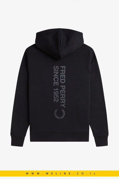 סווטשירט קפוצ'ון עם מיתוג בולט – Fred Perry (שחור)