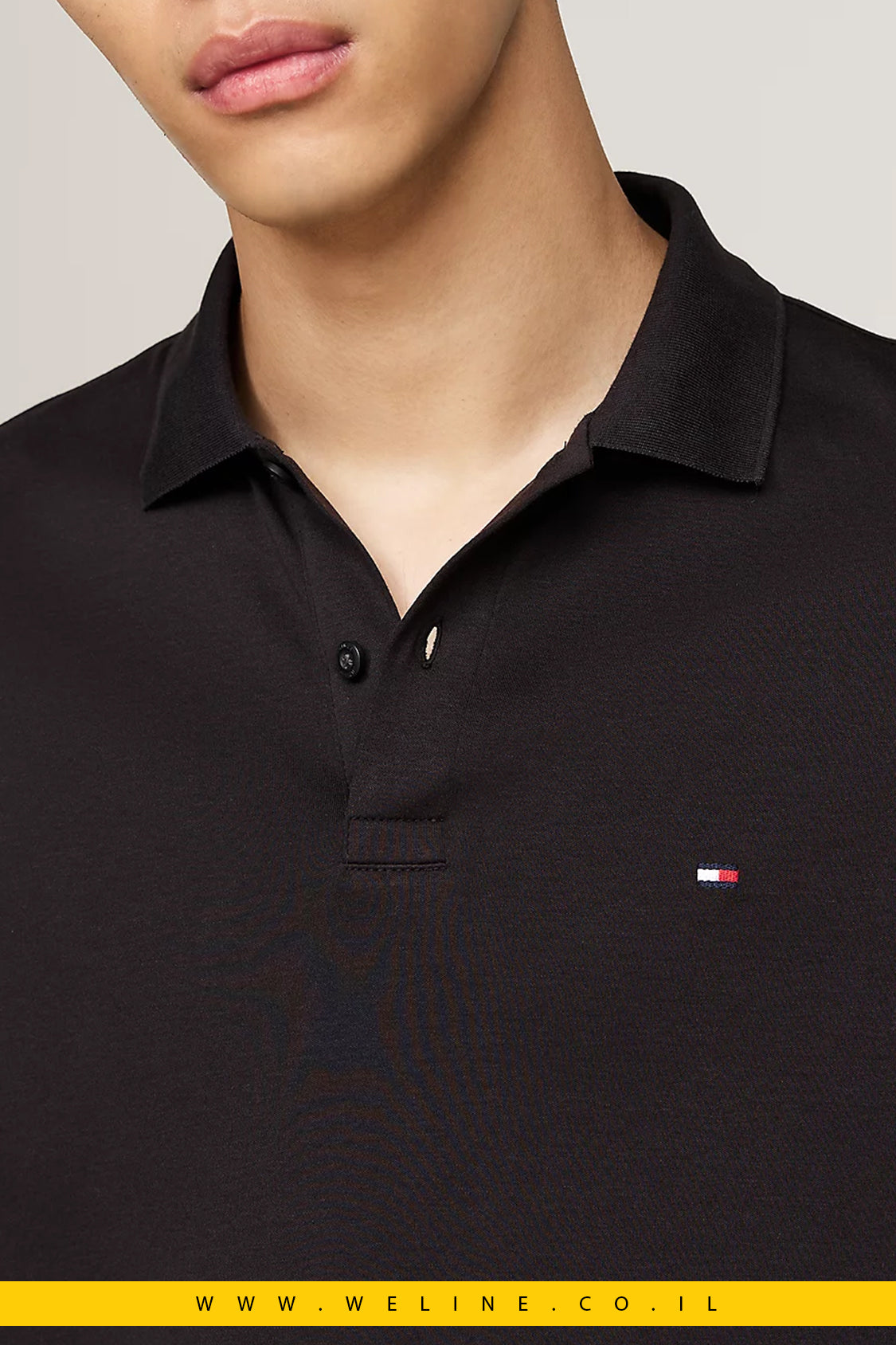 Tommy Hilfiger Regular Fit Long Sleeve Polo Shirt – חולצת פולו שרוול ארוך לגברים בצבע שחור