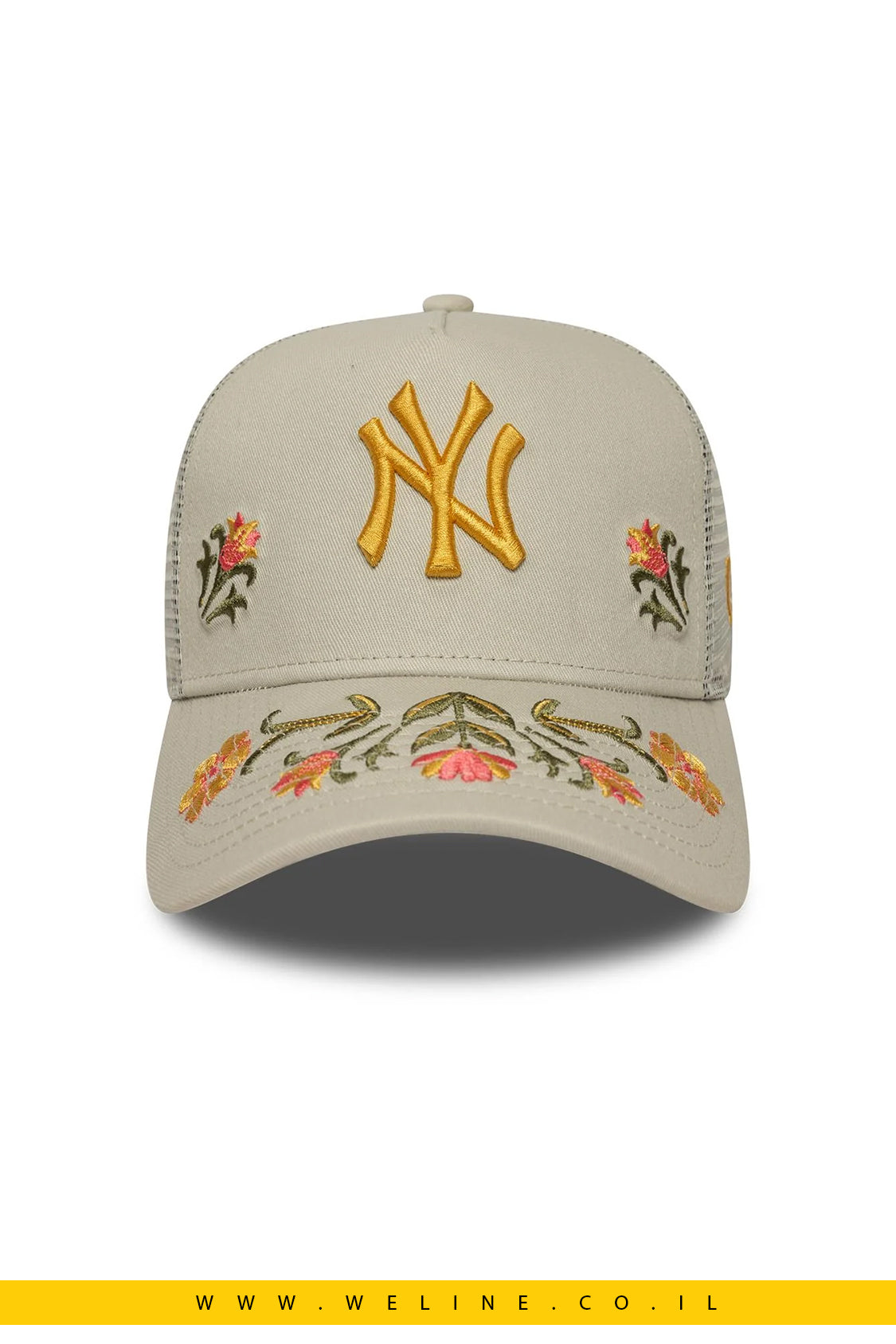 כובע New Era New York Yankees Floral Icon Stone Trucker 9FORTY – סטון | Snapback