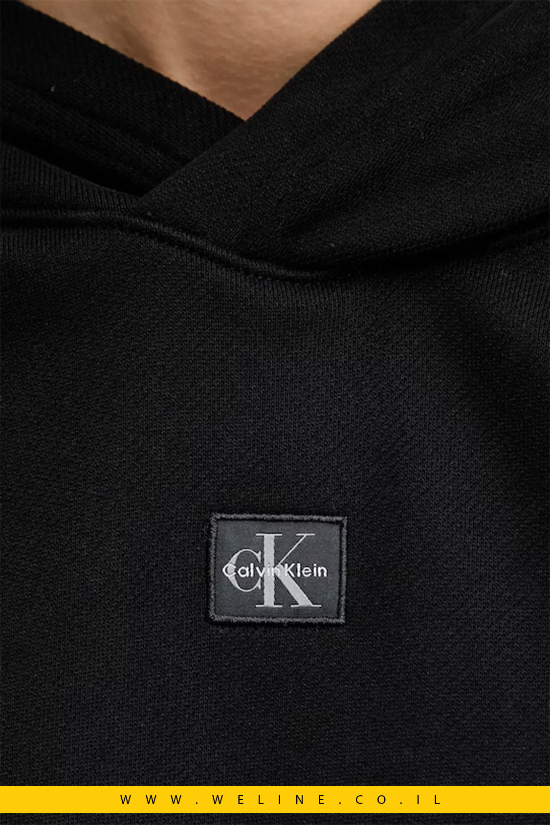 קפוצ'ון Calvin Klein Jeans – Woven Label Peached Hoodie שחור