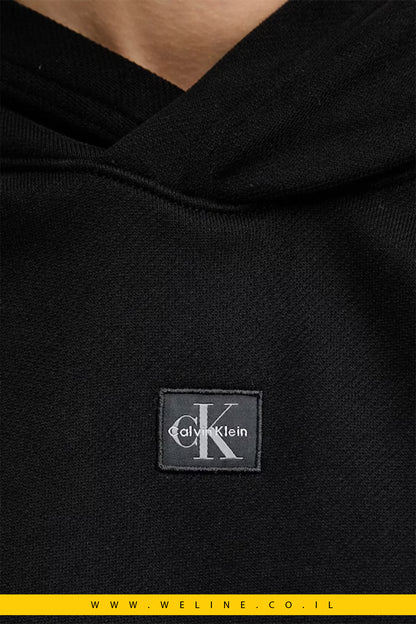 קפוצ'ון Calvin Klein Jeans – Woven Label Peached Hoodie שחור
