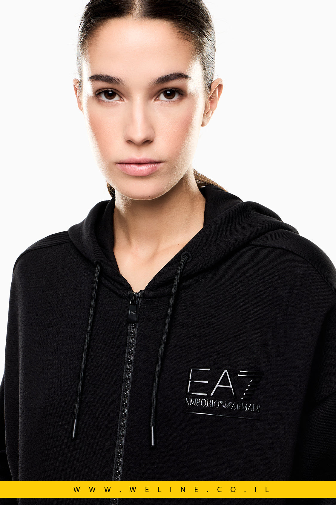 חליפת טרנינג נשים Visibility מבד כותנה משולבת – שחור | EA7