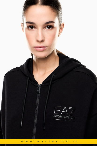 חליפת טרנינג נשים Visibility מבד כותנה משולבת – שחור | EA7