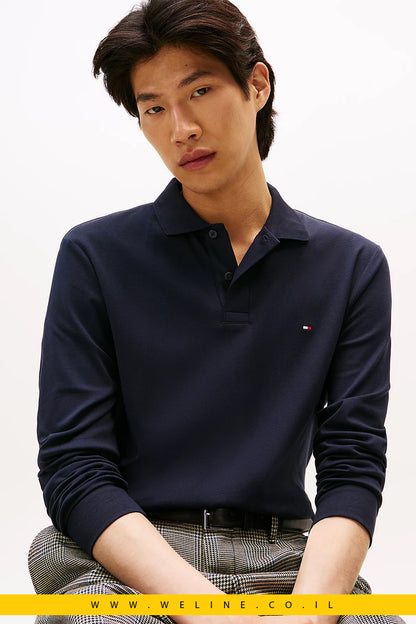 Tommy Hilfiger Regular Fit Long Sleeve Polo Shirt – חולצת פולו שרוול ארוך לגברים בצבע כחול