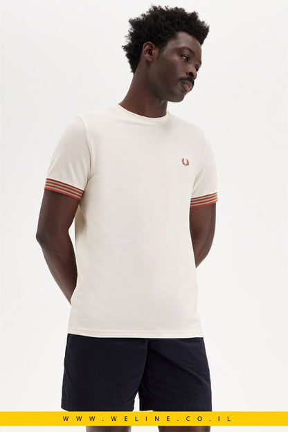 חולצת טי לגברים עם פסי קצה – Fred Perry