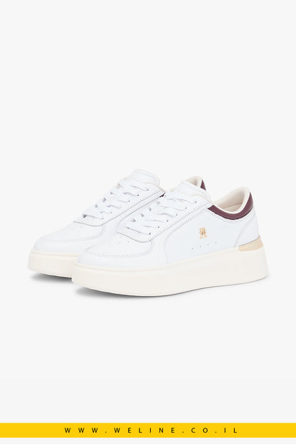 נעלי סניקרס פלטפורמה לנשים Tommy Hilfiger Metallic Heel Leather – צבע לבן/Marzemino