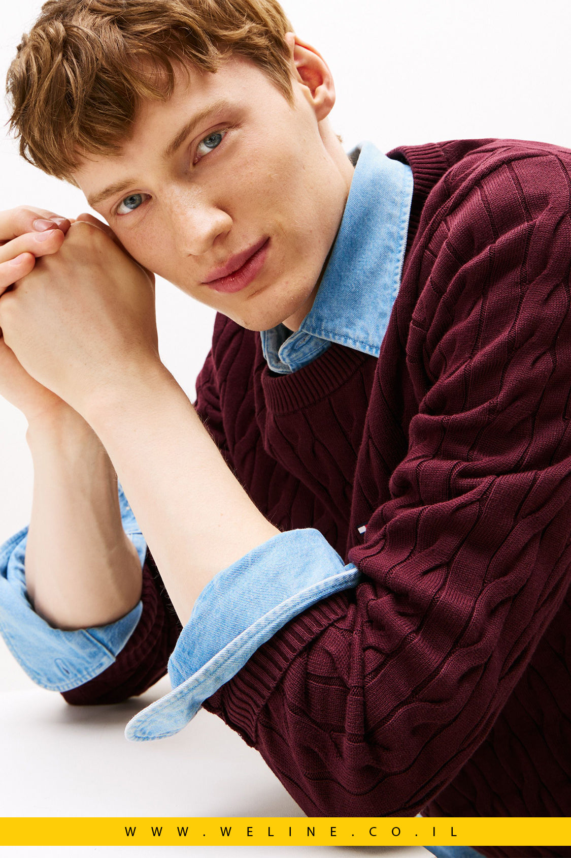 סוודר גברים Tommy Hilfiger – Cable Knit Crew Neck