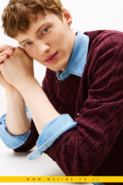 סוודר גברים Tommy Hilfiger – Cable Knit Crew Neck