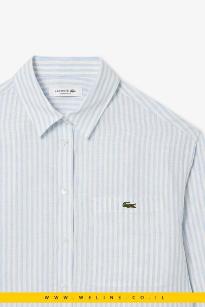 חולצת פסים אוברסייז לנשים מבית Lacoste – בגוון כחול