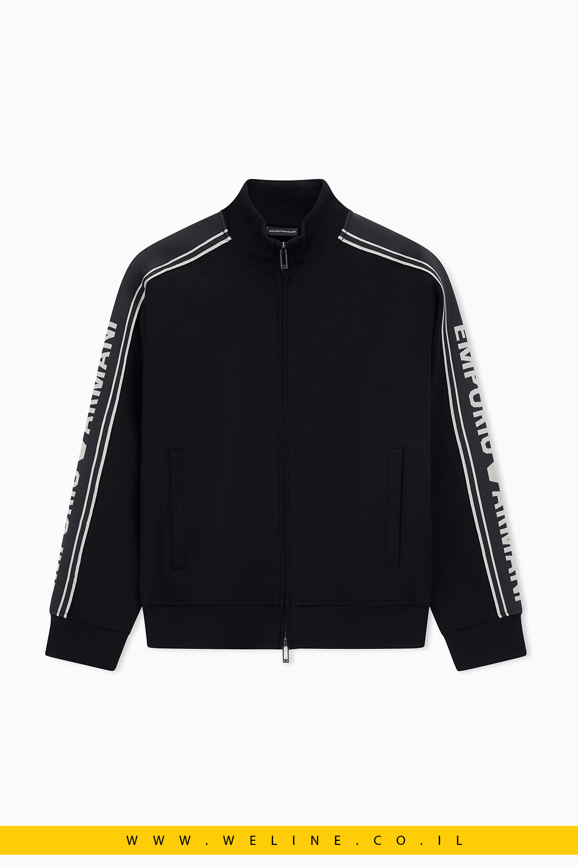 סווטשירט רוכסן עם פסי לוגו – Emporio Armani