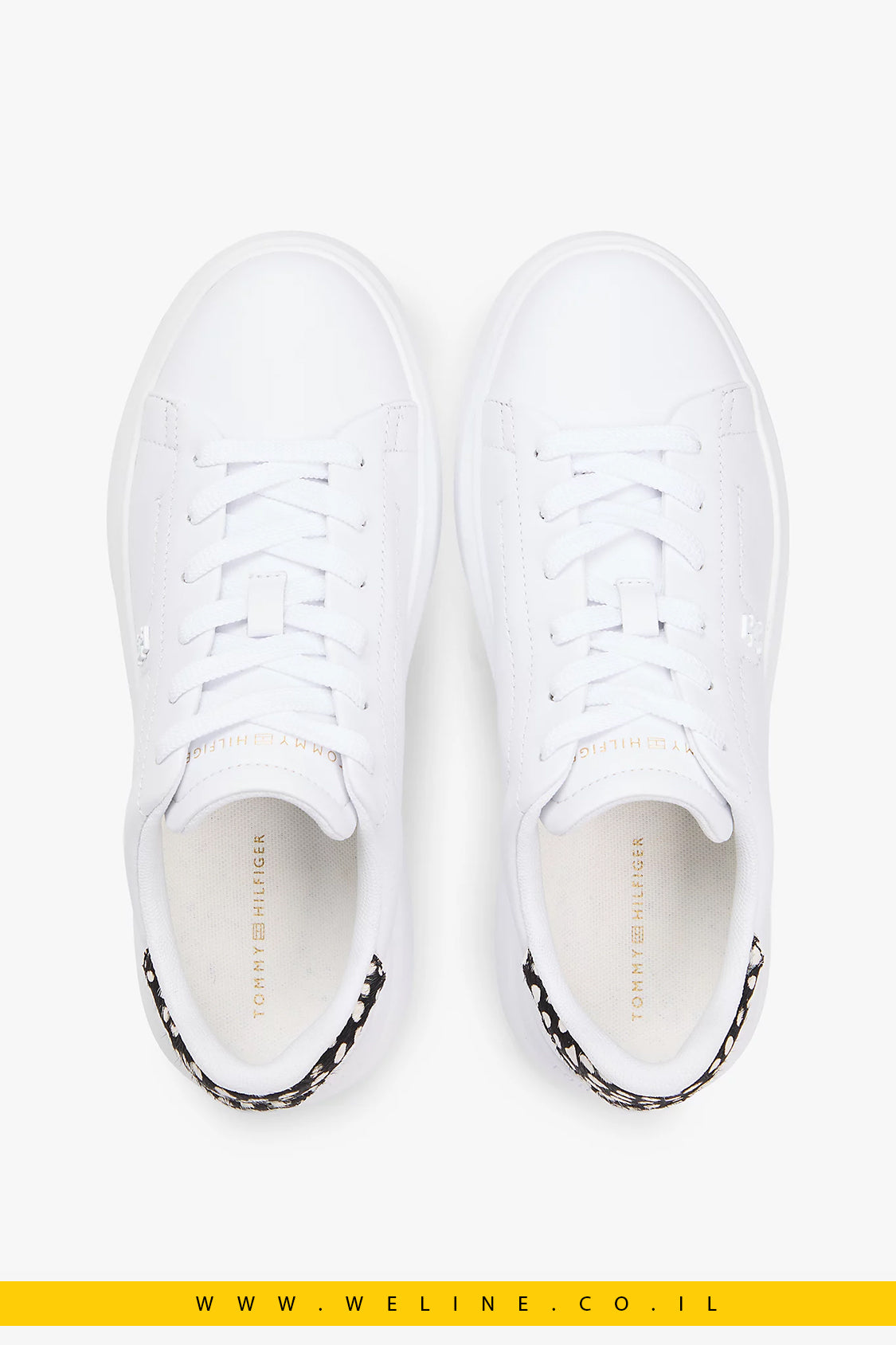 נעלי סניקרס פלטפורמה לנשים Tommy Hilfiger Snow Leopard Heel Leather – צבע לבן/הדפס מנומר