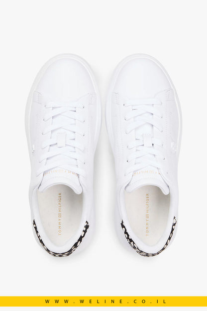 נעלי סניקרס פלטפורמה לנשים Tommy Hilfiger Snow Leopard Heel Leather – צבע לבן/הדפס מנומר