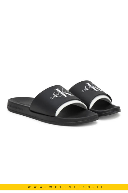 כפכפי גברים Calvin Klein Jeans – דגם Slide Rubber Neoprene Monologo
