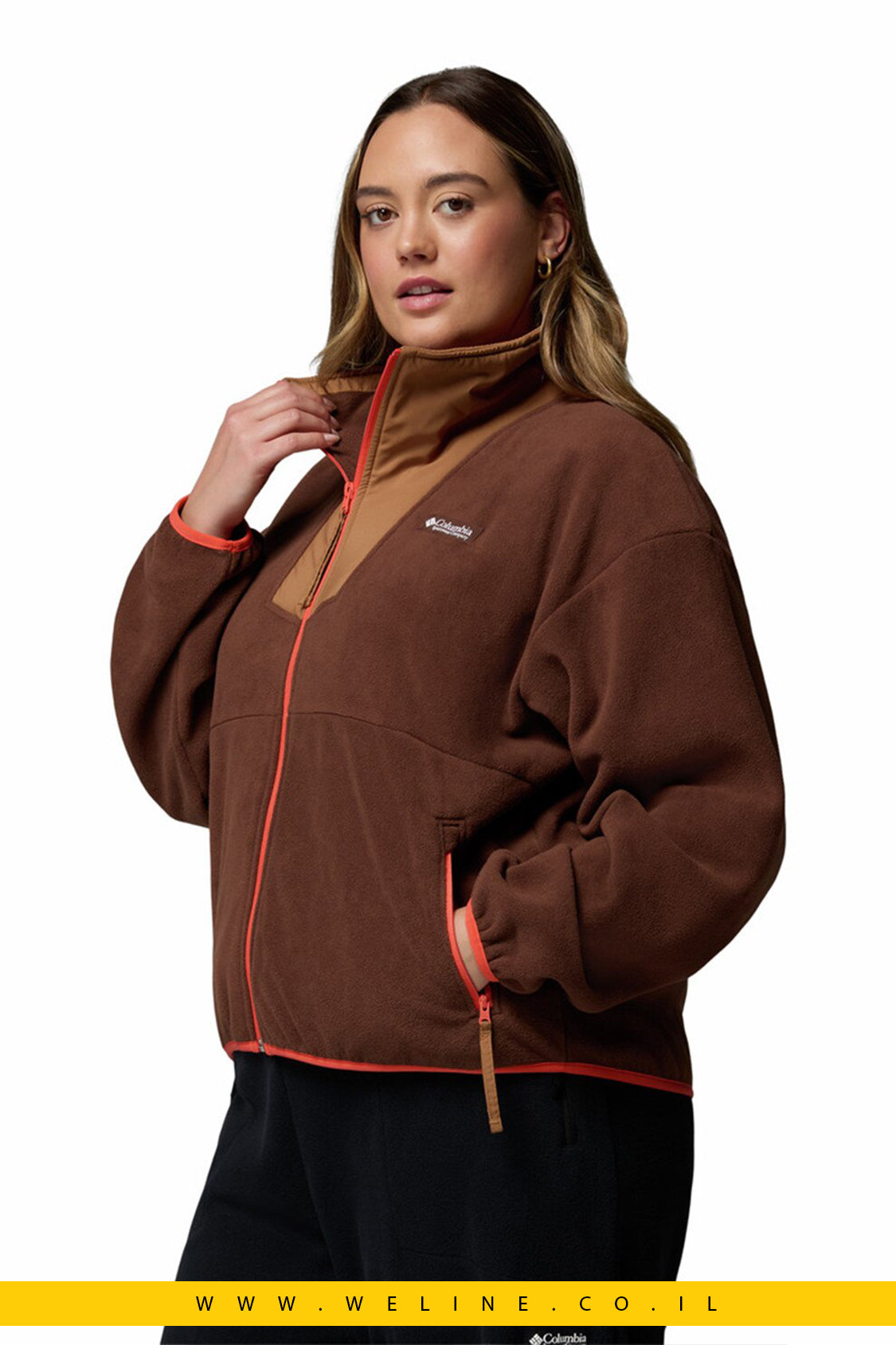 Columbia – סוויטשירט טיולים Sequoia Grove עם רוכסן, צבע Camel