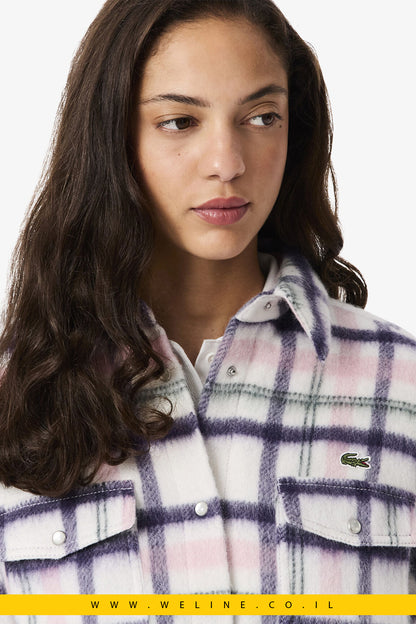 אוברשירט צמר קווילט Oversized מבית Lacoste – משבצות חמות