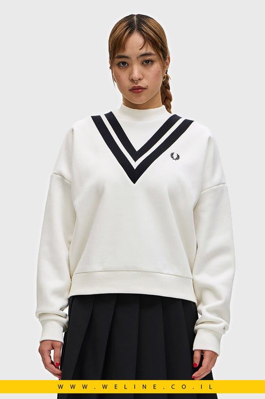 סווטשירט V-Insert עם גימור Tipped לנשים – צבע Snow White