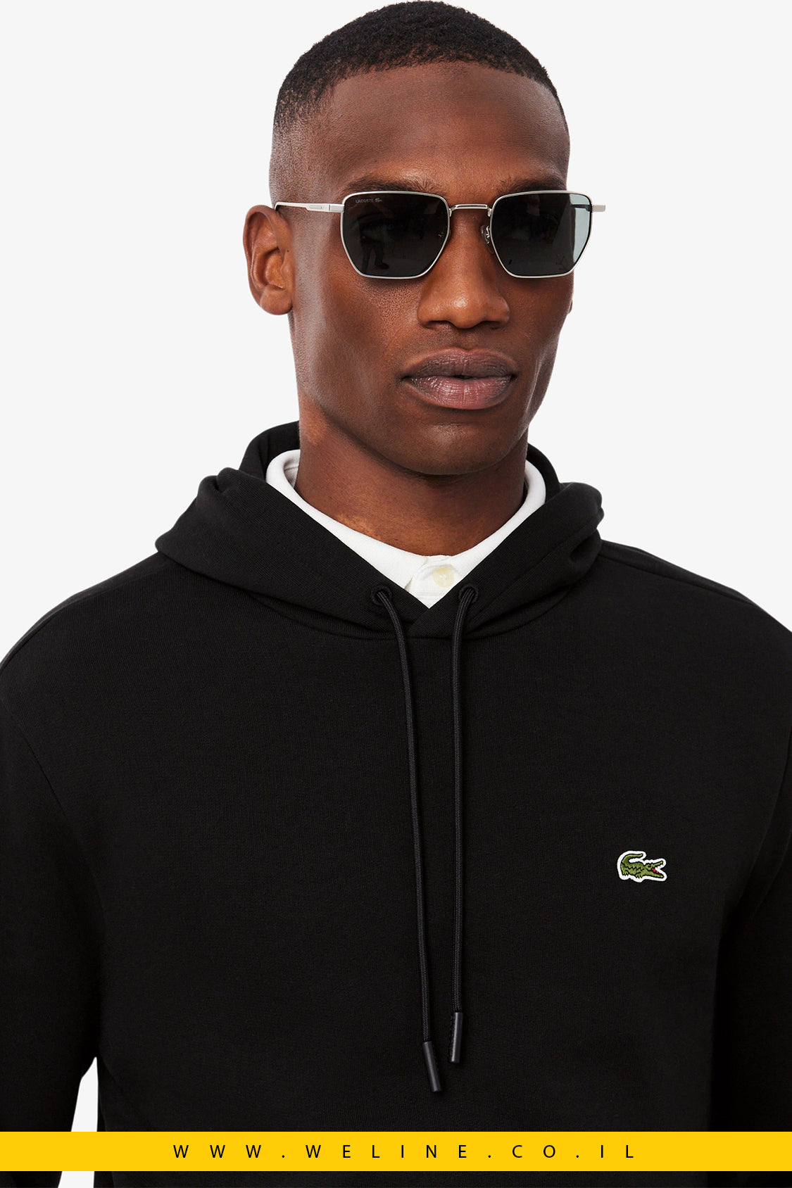 קפוצ’ון שחור פליס לגברים – Lacoste