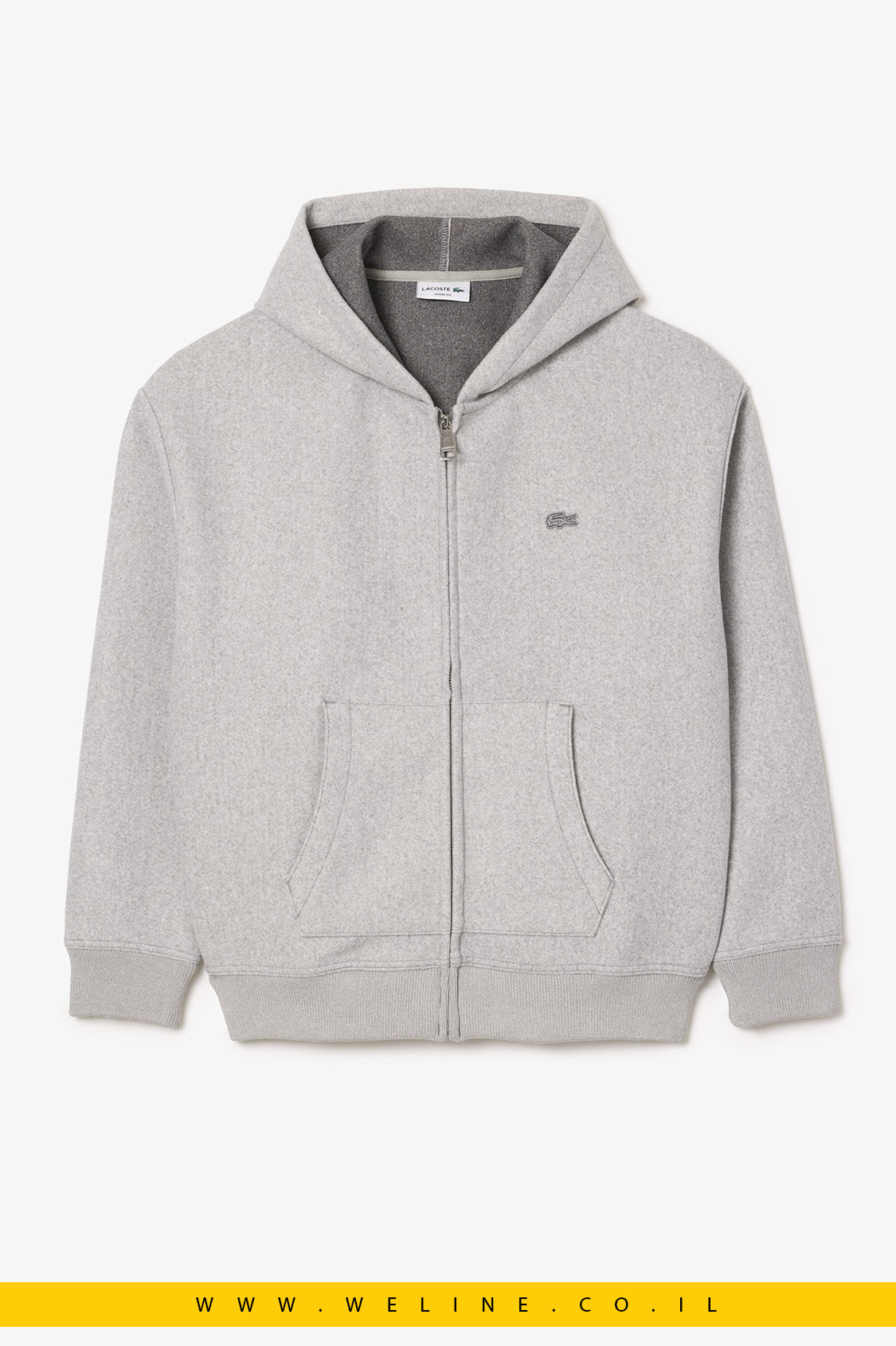 קפוצ'ון גברים Lacoste Zip-Up – אפור בגזרת Loose Fit