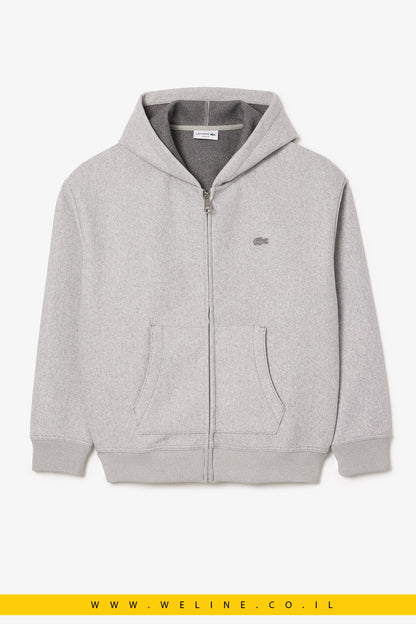 קפוצ'ון גברים Lacoste Zip-Up – אפור בגזרת Loose Fit