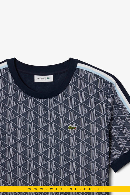 חולצת טי בגזרת Slim עם מונוגרמה סרוגה – Lacoste