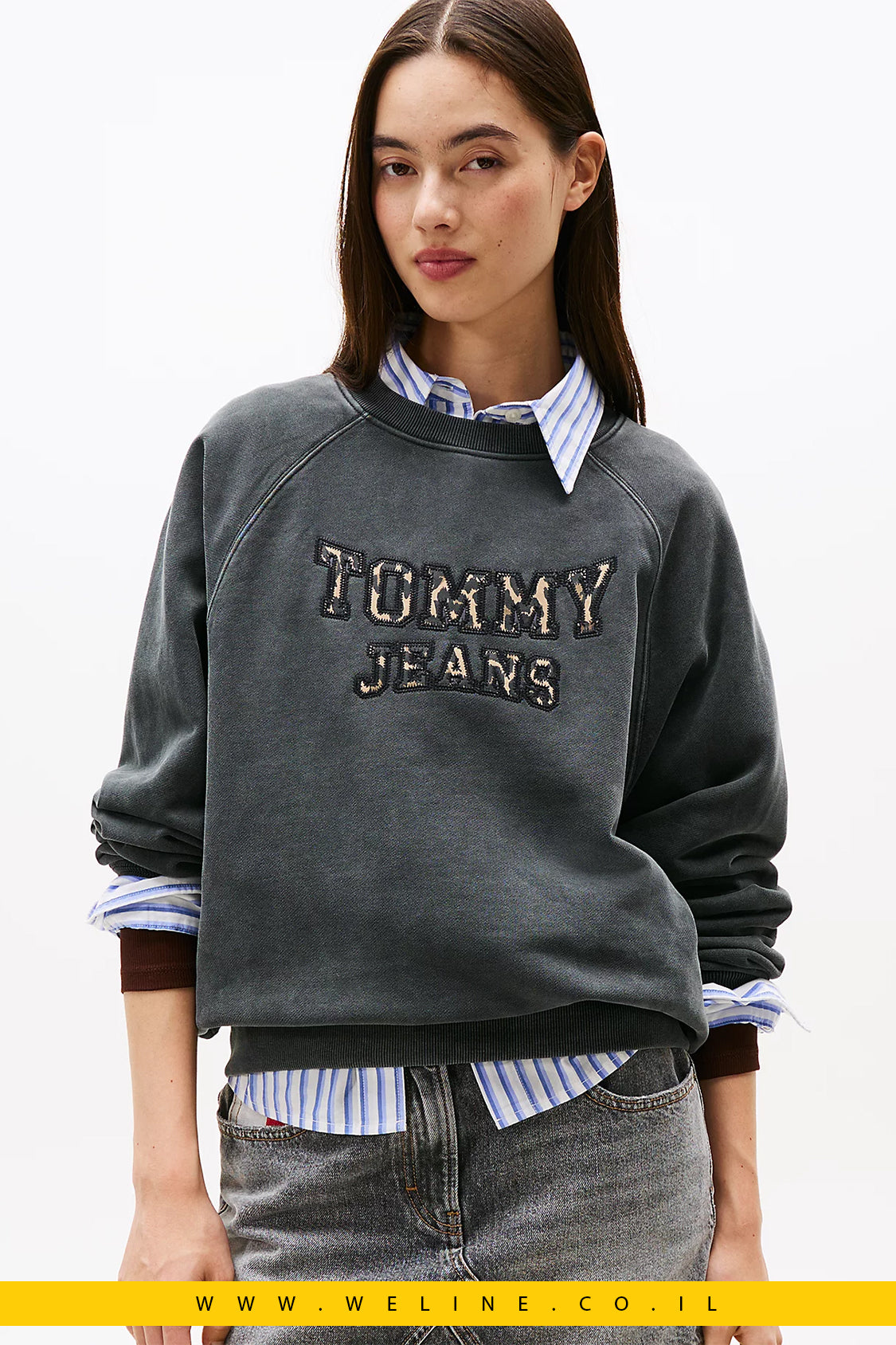 סווטשירט נשים עם לוגו אפליקציה בהדפס נמר – Tommy Jeans