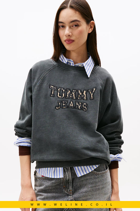 סווטשירט נשים עם לוגו אפליקציה בהדפס נמר – Tommy Jeans