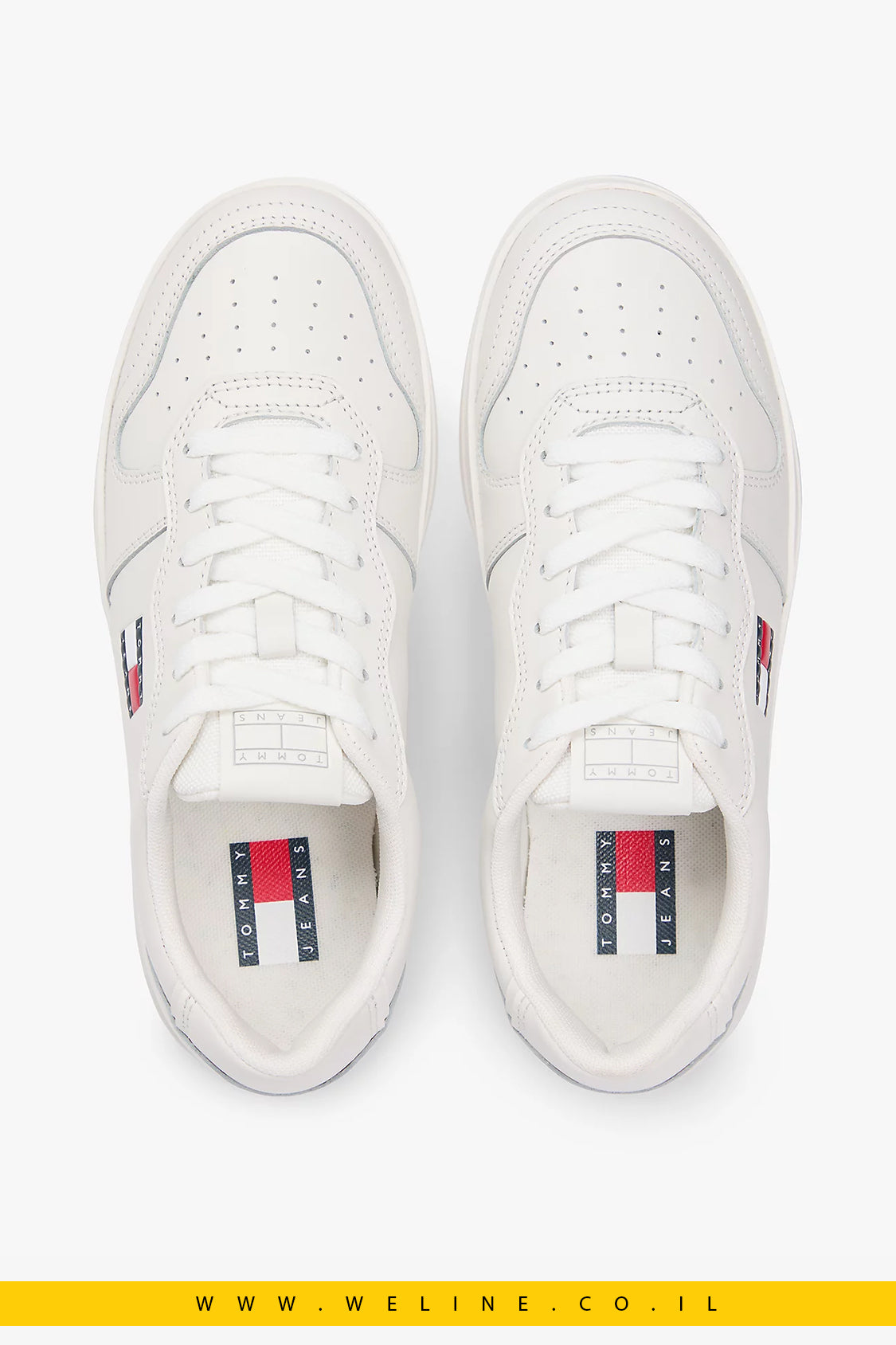 סניקרס עור לנשים לבן Tommy Jeans Greenwich Leather Contrast Heel – צבע