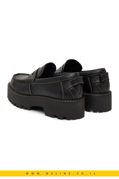 מוקסינים לנשים Tommy Jeans Archive '01 Loafer Leather – צבע שחור