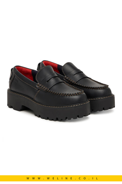 מוקסינים לנשים Tommy Jeans Archive '01 Loafer Leather – צבע שחור