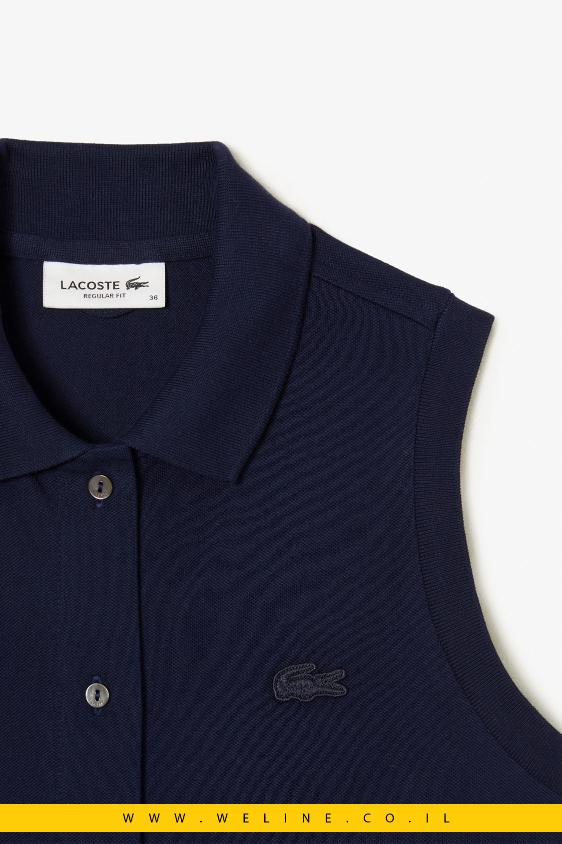 שמלת פולו ארוכה לנשים מבד פיקה נמתח – Lacoste