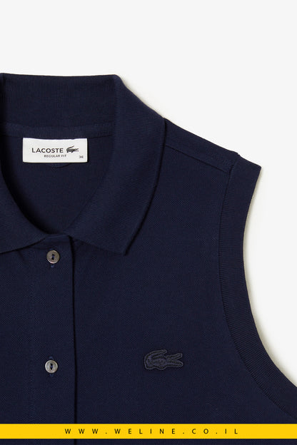 שמלת פולו ארוכה לנשים מבד פיקה נמתח – Lacoste