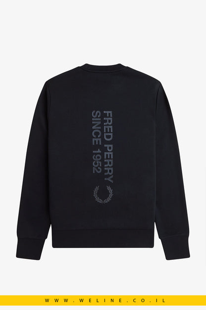 סווטשירט צווארון עגול עם מיתוג בולט – Fred Perry Bold Branding Crewneck (Black)