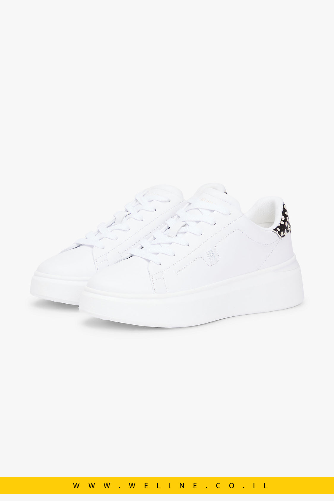 נעלי סניקרס פלטפורמה לנשים Tommy Hilfiger Snow Leopard Heel Leather – צבע לבן/הדפס מנומר