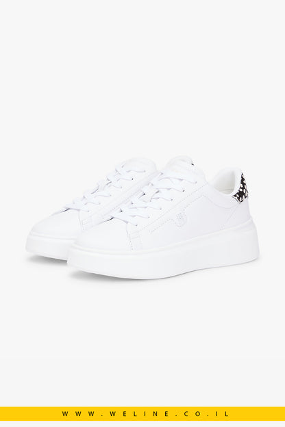 נעלי סניקרס פלטפורמה לנשים Tommy Hilfiger Snow Leopard Heel Leather – צבע לבן/הדפס מנומר