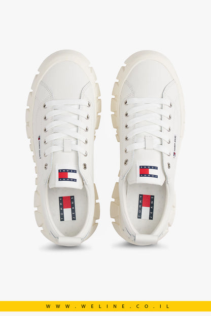 סניקרס פלטפורמה Tommy Jeans Cleat Platform Trainers With Leather – צבע לבן