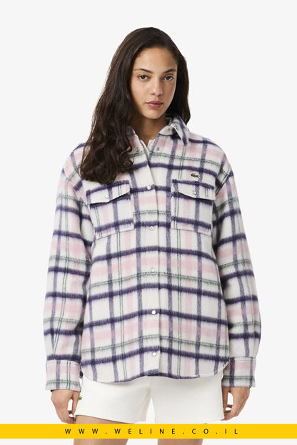 אוברשירט צמר קווילט Oversized מבית Lacoste – משבצות חמות