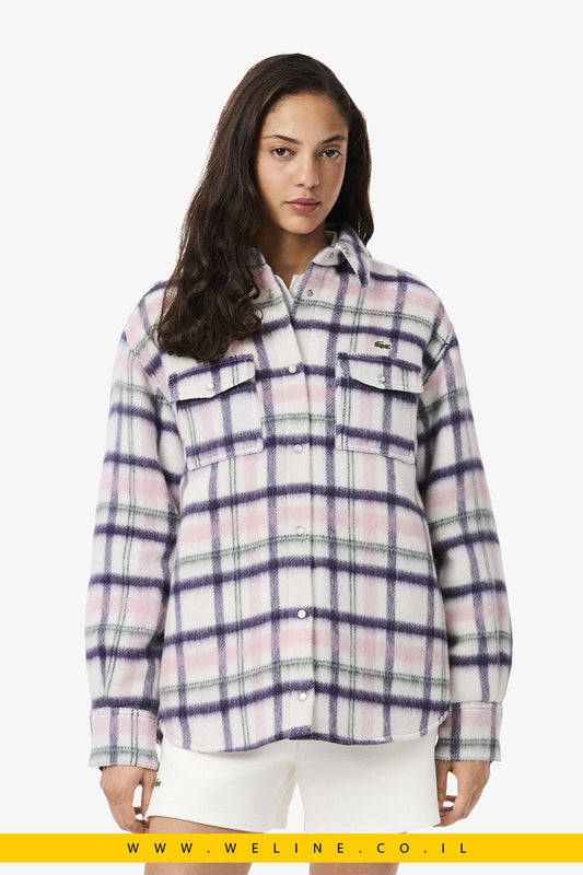 אוברשירט צמר קווילט Oversized מבית Lacoste – משבצות חמות