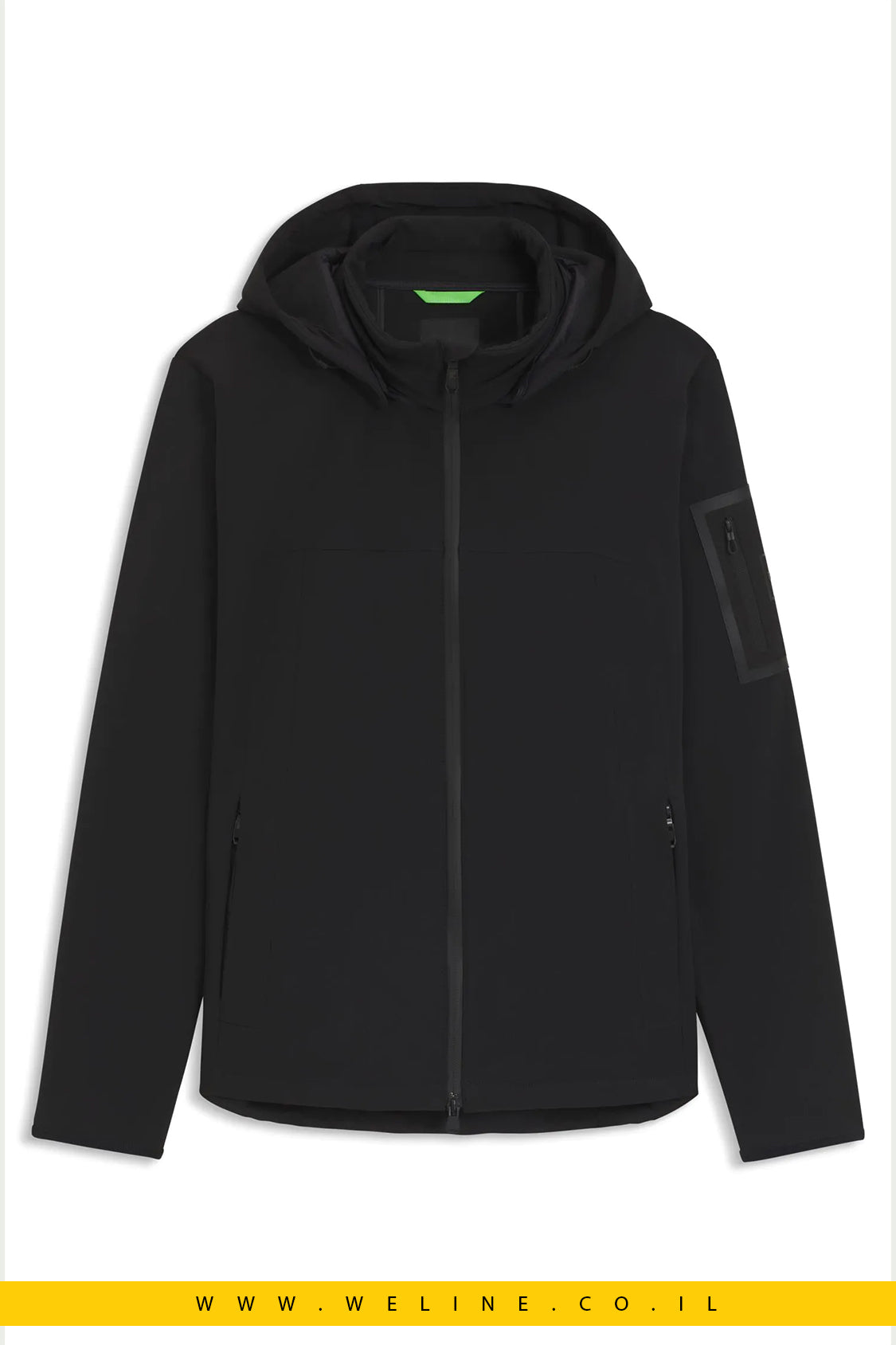 מעיל סופטשל לגברים עם קפוצ'ון נשלף – BOSS Menswear (שחור)