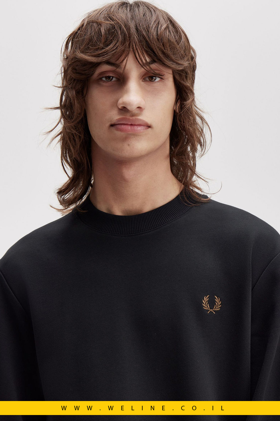 סווטשירט לגברים – Crew Neck בצבע שחור / Shaded Stone