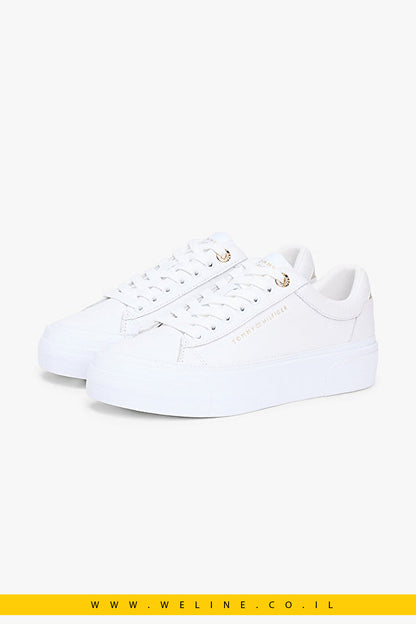Tommy Hilfiger TH Foxing Platform Sneaker לנשים – צבע לבן