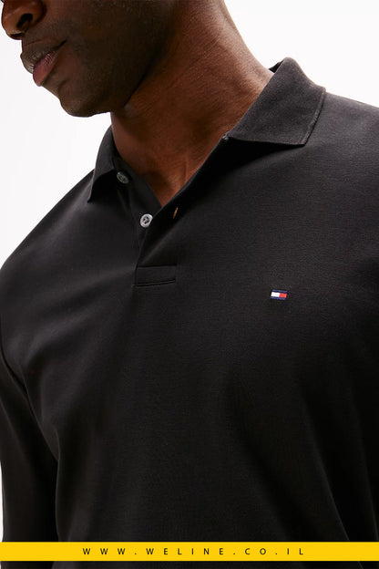 Tommy Hilfiger Regular Fit Long Sleeve Polo Shirt – חולצת פולו שרוול ארוך לגברים בצבע שחור