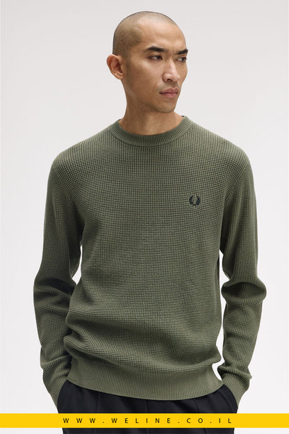 סריג צווארון עגול מבד כותנה בסריגת וואפל – בצבע ירוק Laurel Wreath