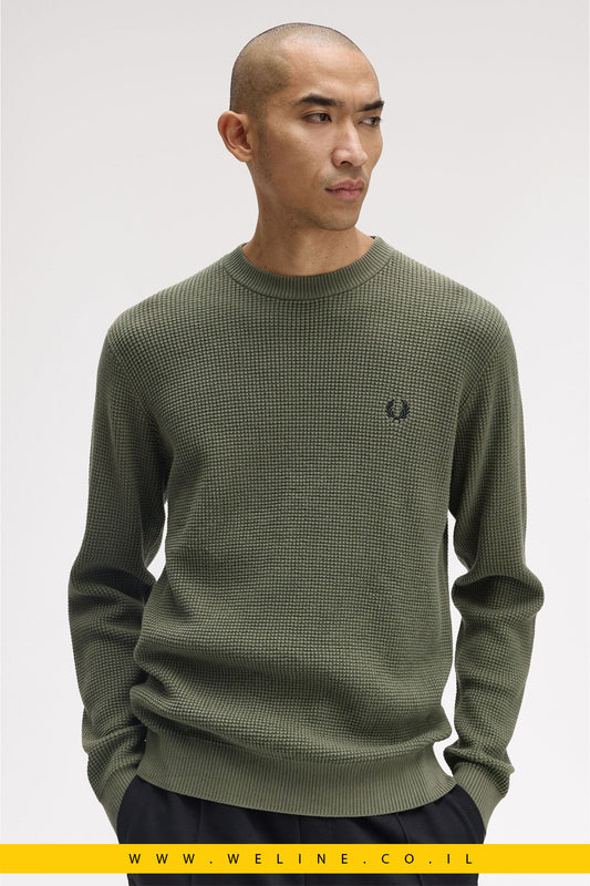 סריג צווארון עגול מבד כותנה בסריגת וואפל – בצבע ירוק Laurel Wreath