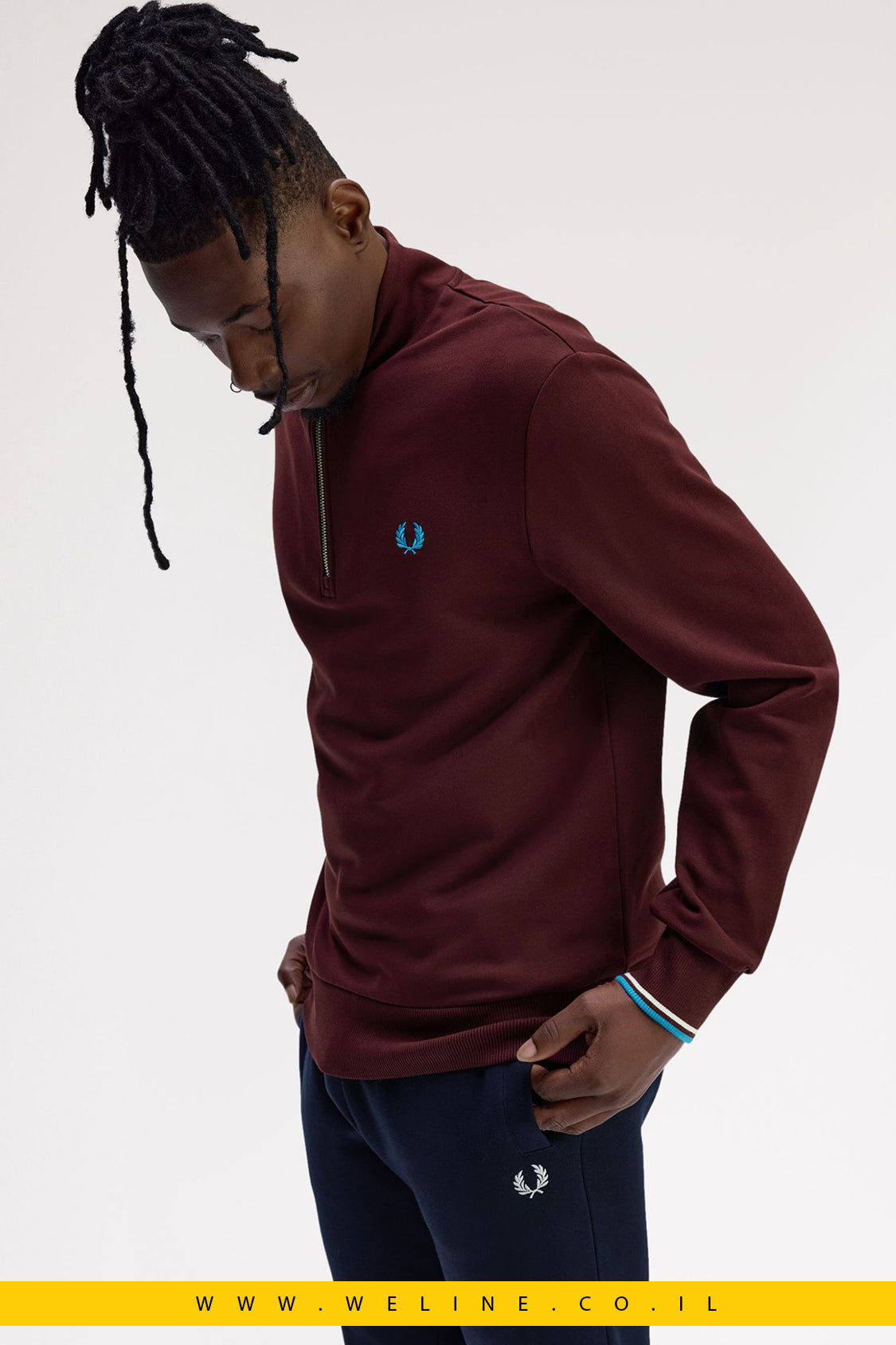 סווטשירט חצי רוכסן לגברים – Fred Perry