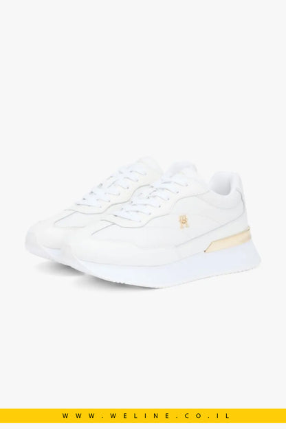 סניקרס עור לנשים Tommy Hilfiger Leather TH Monogram – צבע לבן