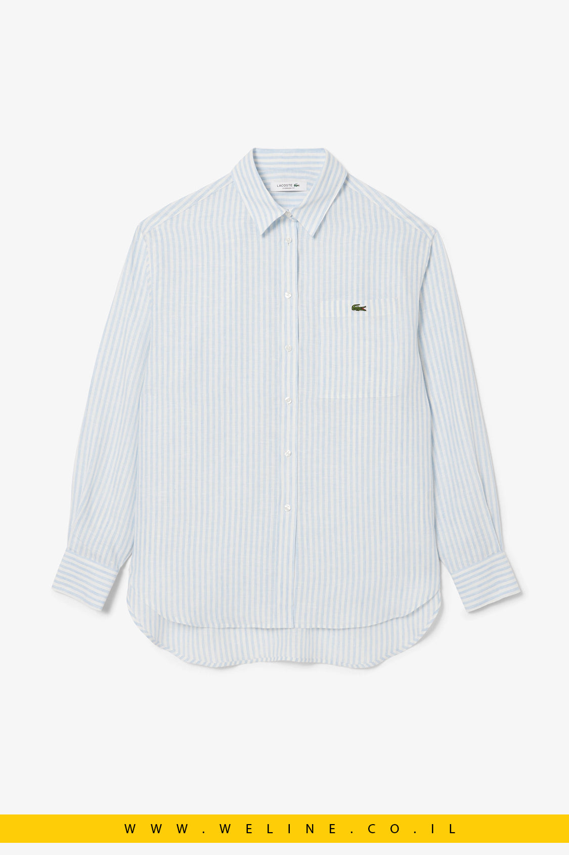 חולצת פסים אוברסייז לנשים מבית Lacoste – בגוון כחול