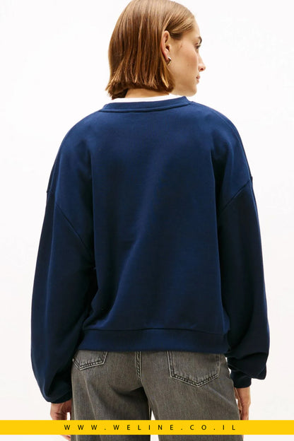 סווטשירט נשים Tommy Hilfiger – דגם Varsity Crest בצבע Navy